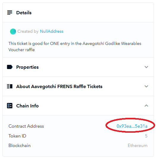 aavegotchi on-chain info opensea