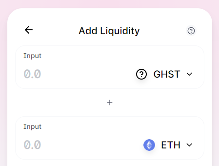 GHST-ETH LP Tokens Aavegotchi staking